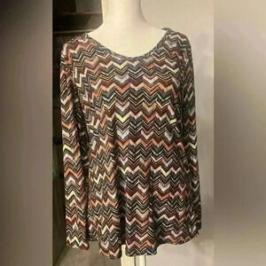 Forbidden Society chevron pattern in fall colors  long sleeve stretchy NWOT Med